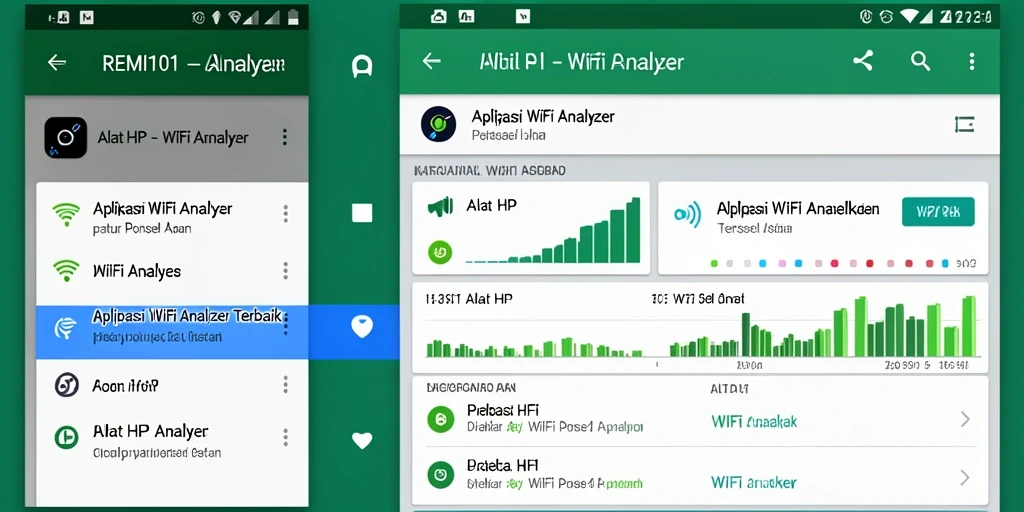 Tampilan antarmuka aplikasi REMI101 dengan fitur WiFi Analyzer.