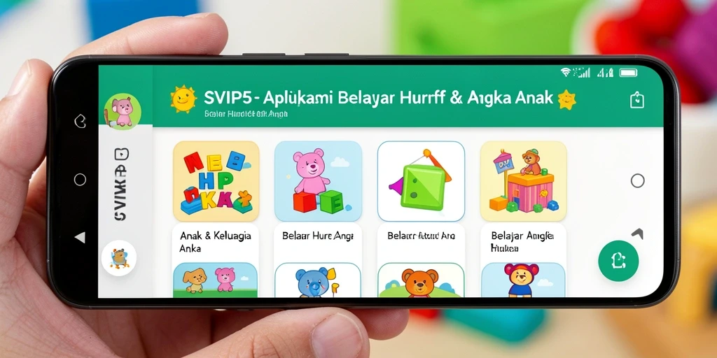 Tampilan antarmuka SVIP5 yang menarik dan interaktif untuk belajar huruf dan angka.