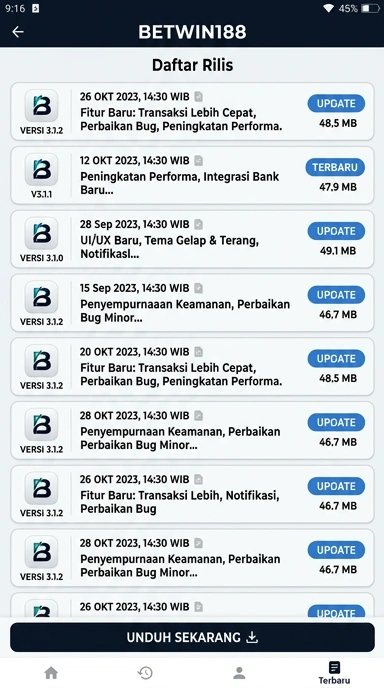 Riwayat Versi betwin188 untuk Pengguna Android